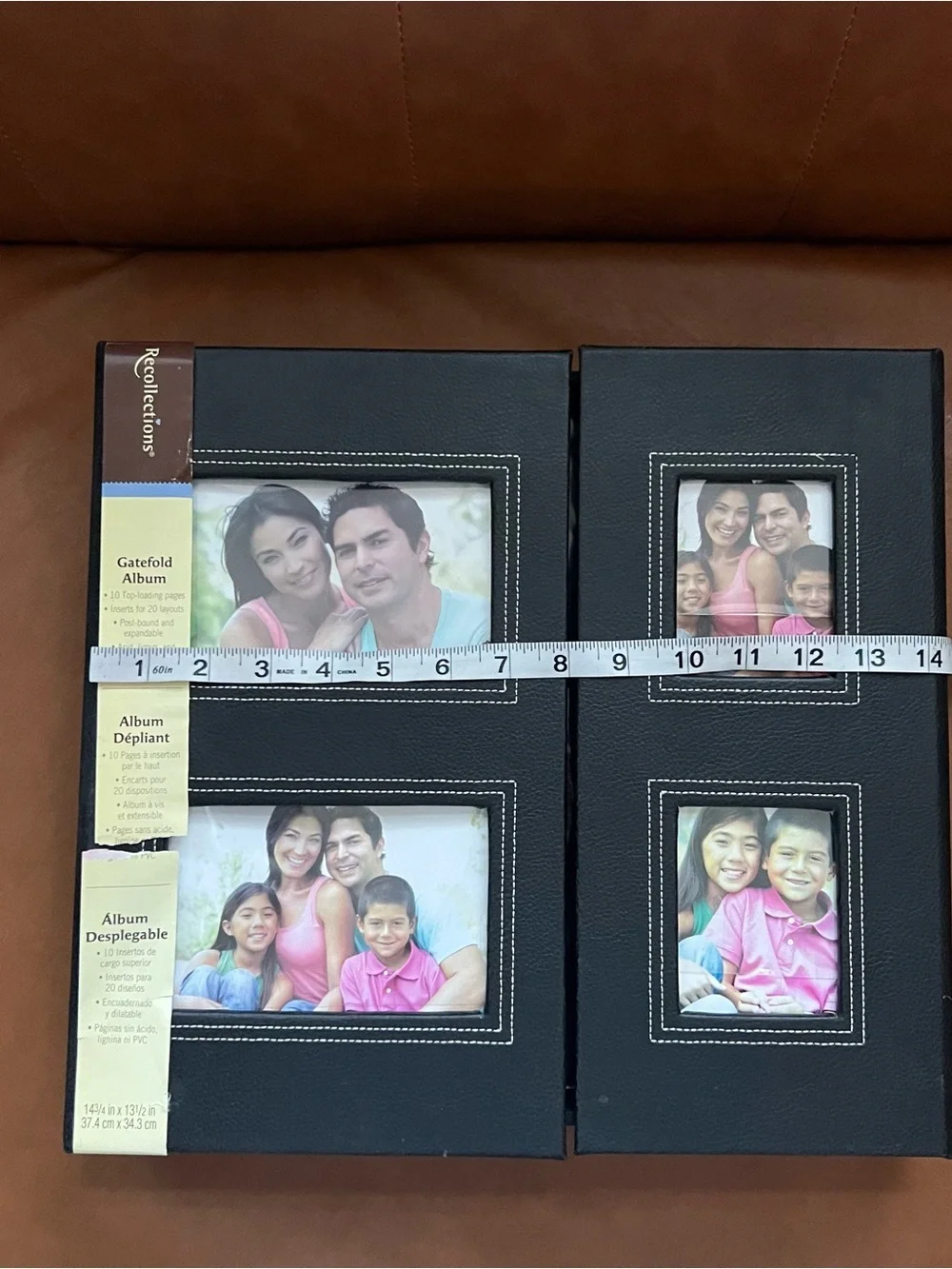 Recollections Black Faux Leather Gatefold Photo Album with White Stitching